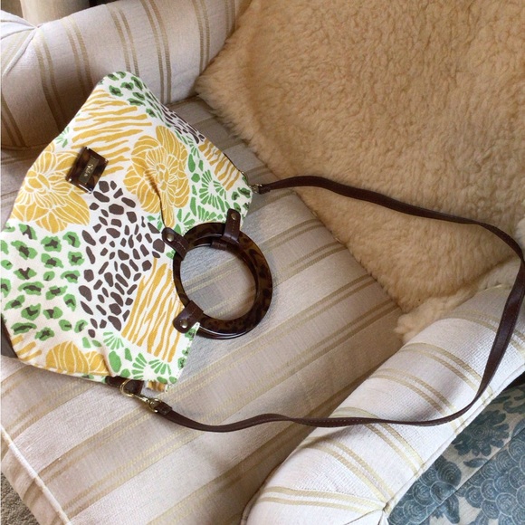 Relic tortoise shell handle canvas handbag - Picture 2 of 9